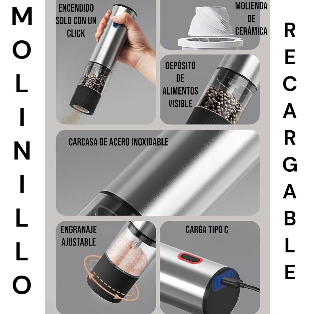 Molinillo De Pimienta Y Sal Recargable