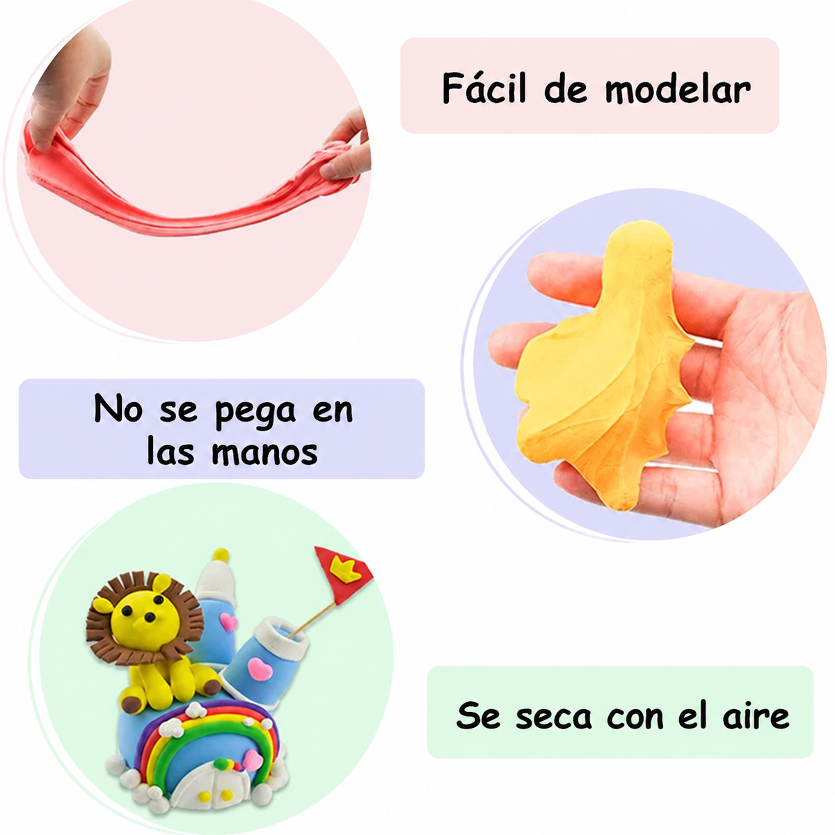 Arcilla / masa para modelar liviana (12 colores)
